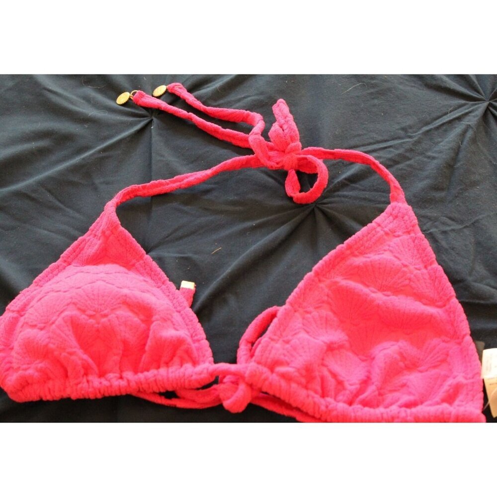 NWT Kate Spade SeaShell Print String Bikini Top, Rose Jam, Extra Large
